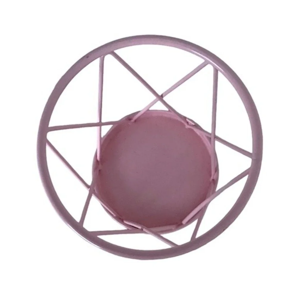 Pink Metal Geometric Makeup Brush Holder Organizer
